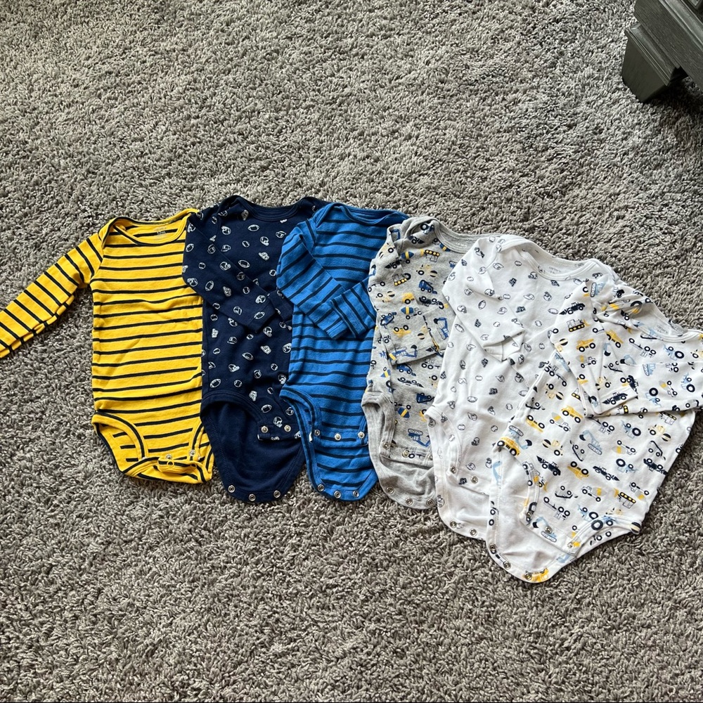 12 Month Baby Boys Sports and Machine Long Sleeve Onesies/Bodysuits (set of 6)